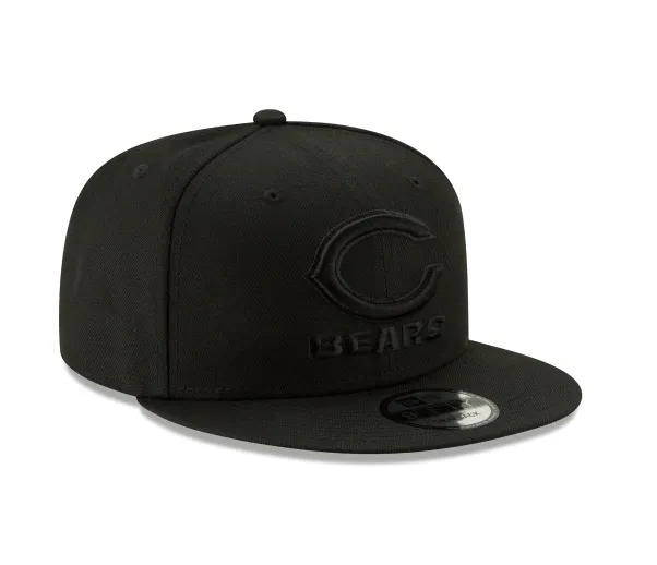 Chicago Bears New Era Black On Black Primary Logo Basic 9FIFTY Adjustable Hat - Black