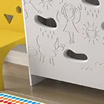 Children Radiator Cabinet Cover with Funky CLOUDS design for Kids Bedroom Nursery Playroom