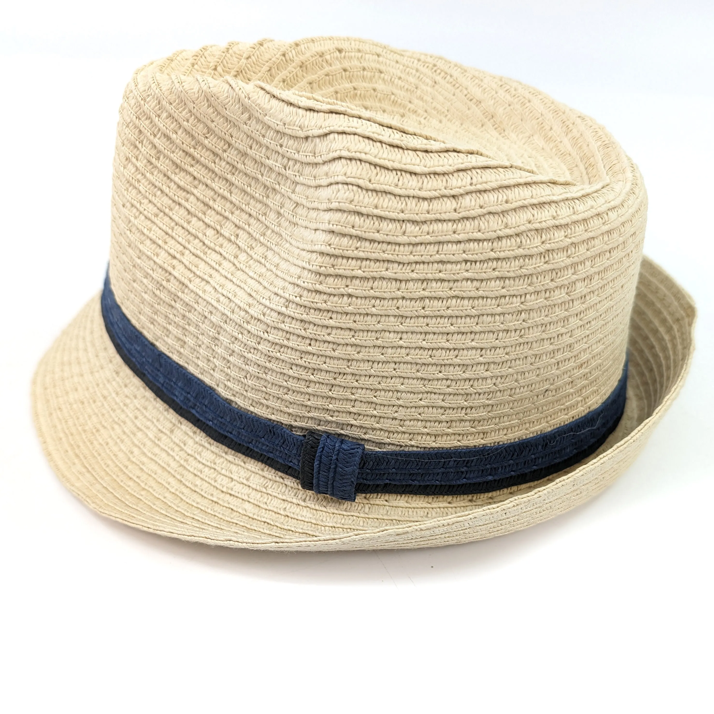 Childrens Foldable Trilby Hat - Two Blue Band