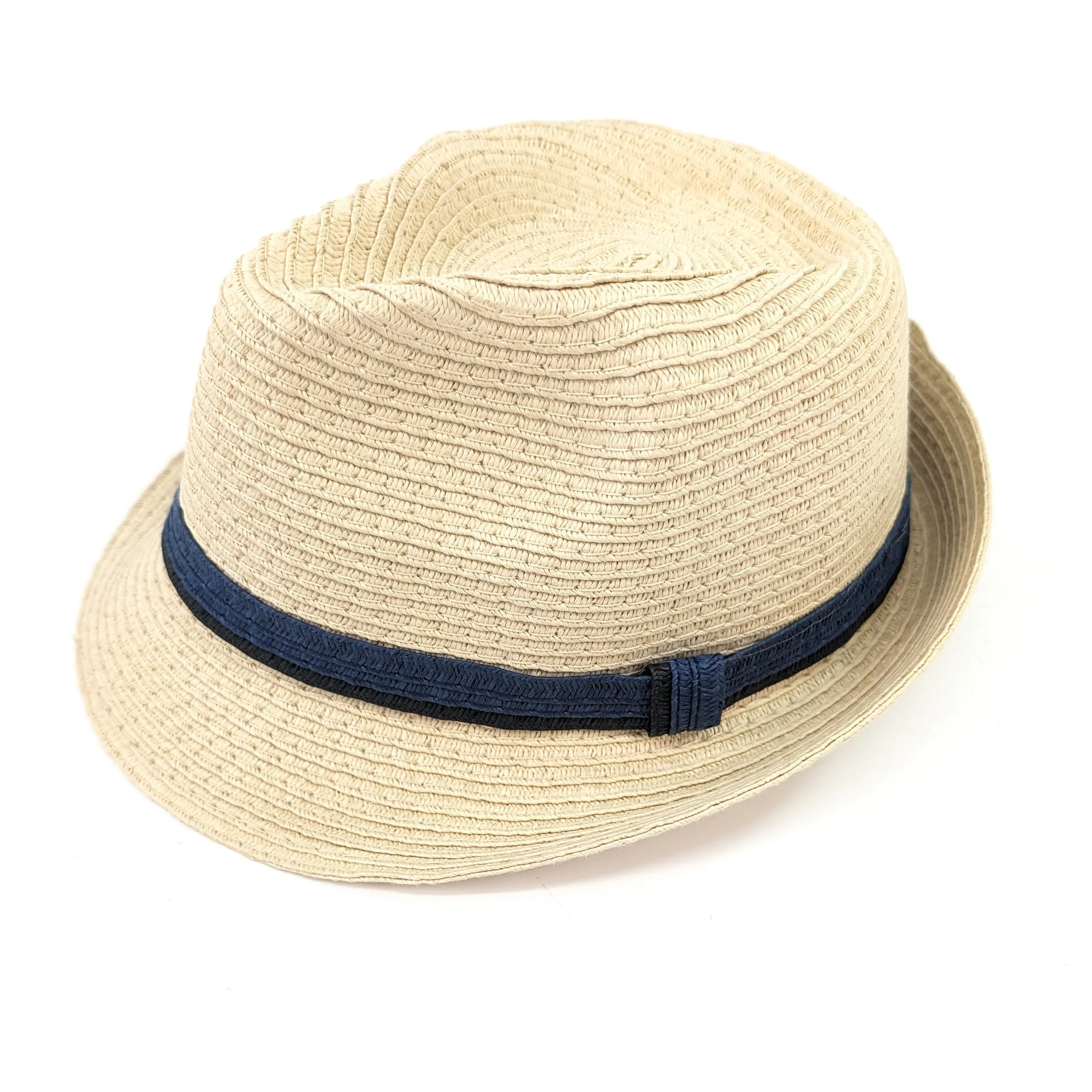 Childrens Foldable Trilby Hat - Two Blue Band