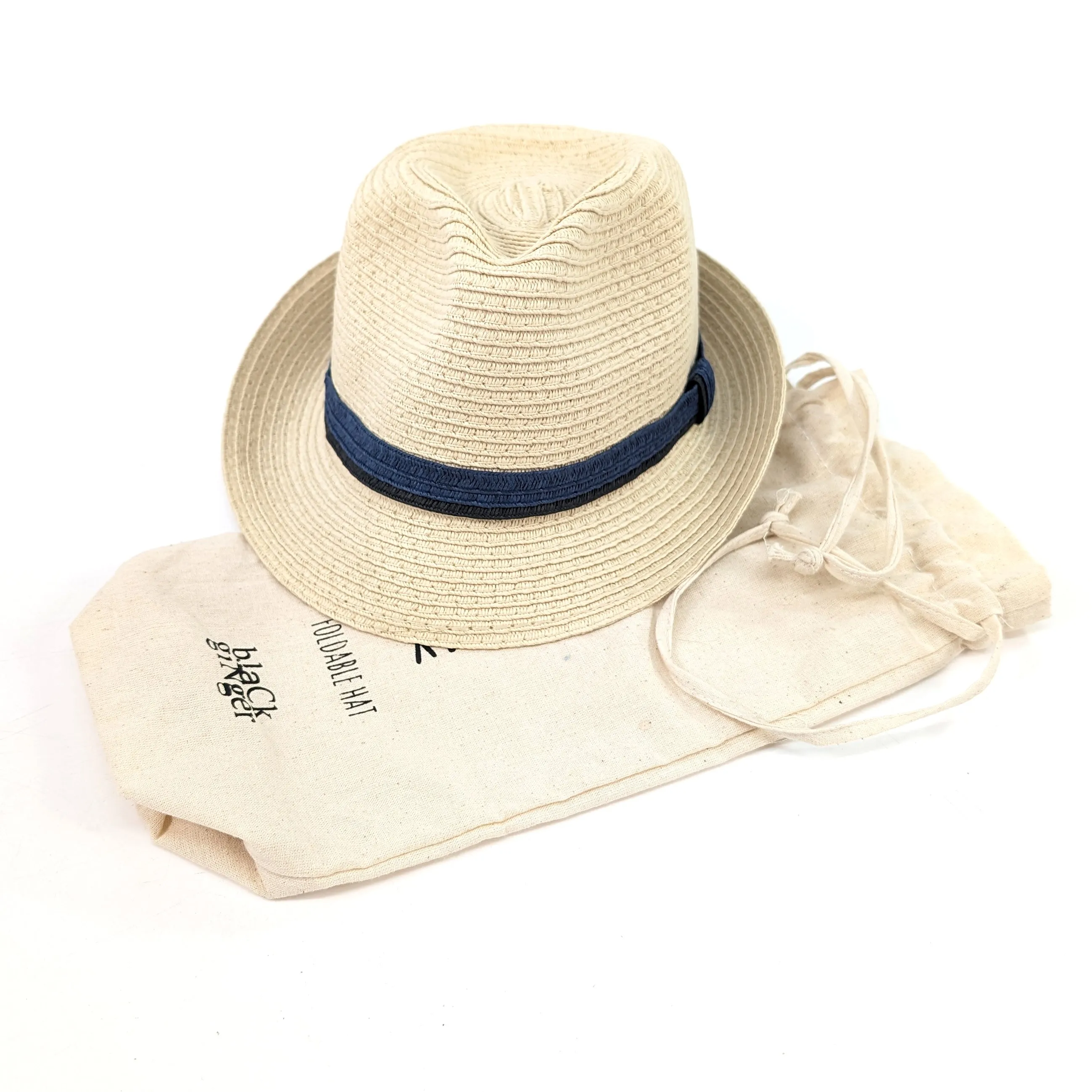 Childrens Foldable Trilby Hat - Two Blue Band