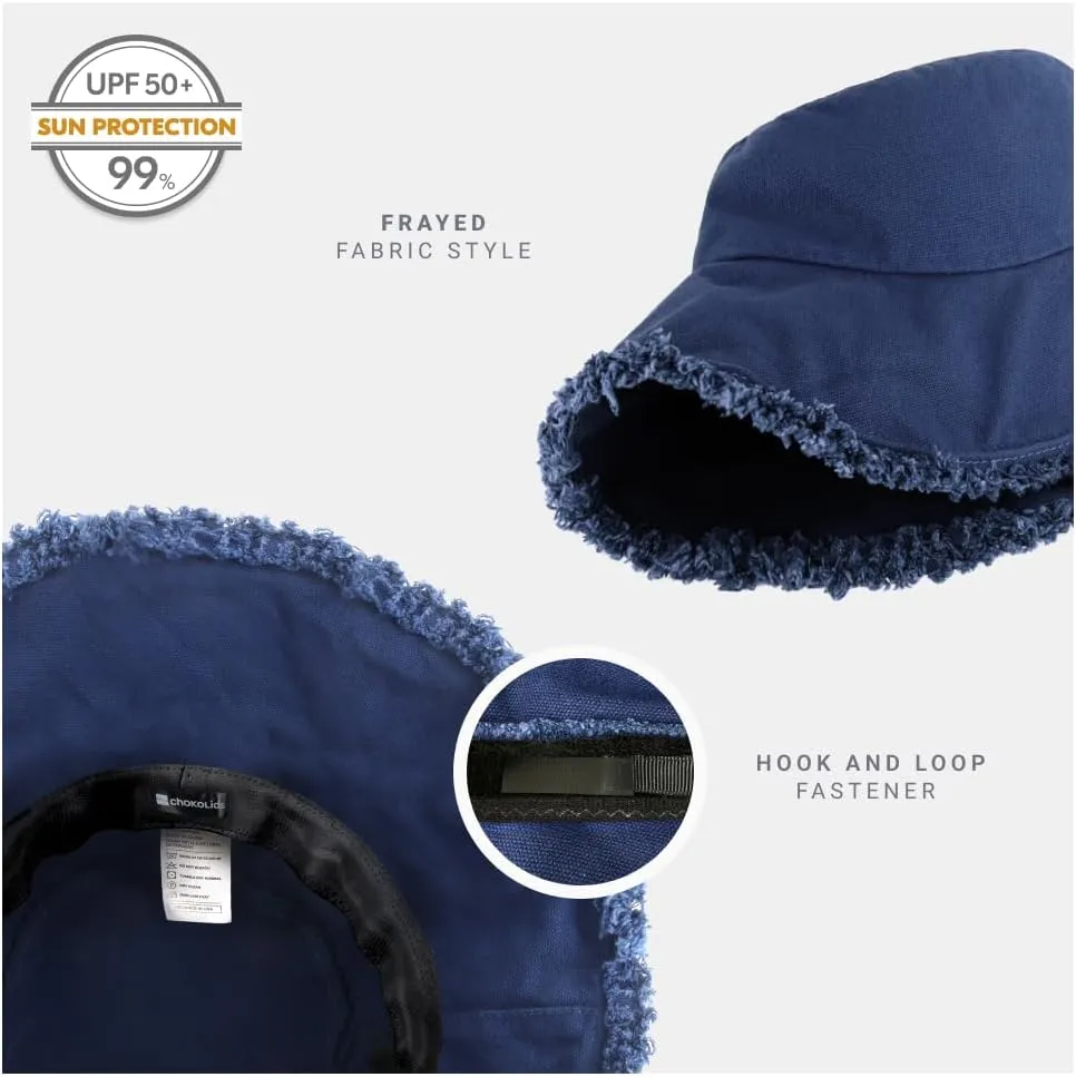 CHOK.LIDS Frayed Bucket Hats for Women Men Unisex Trendy Washed Cotton Floppy Wide Brim Boonie Outdoor Summer Beach Headwear