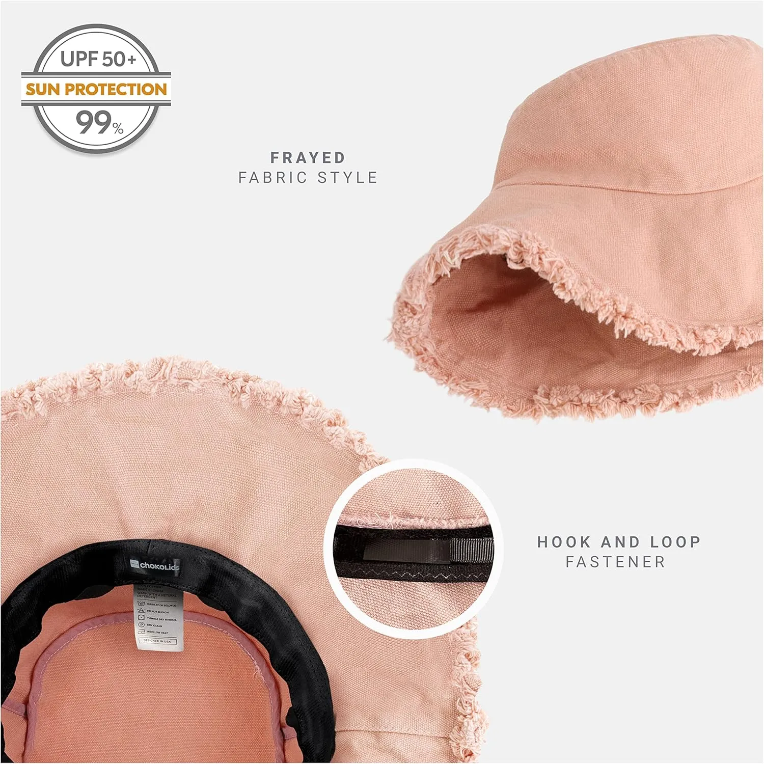 CHOK.LIDS Frayed Bucket Hats for Women Men Unisex Trendy Washed Cotton Floppy Wide Brim Boonie Outdoor Summer Beach Headwear