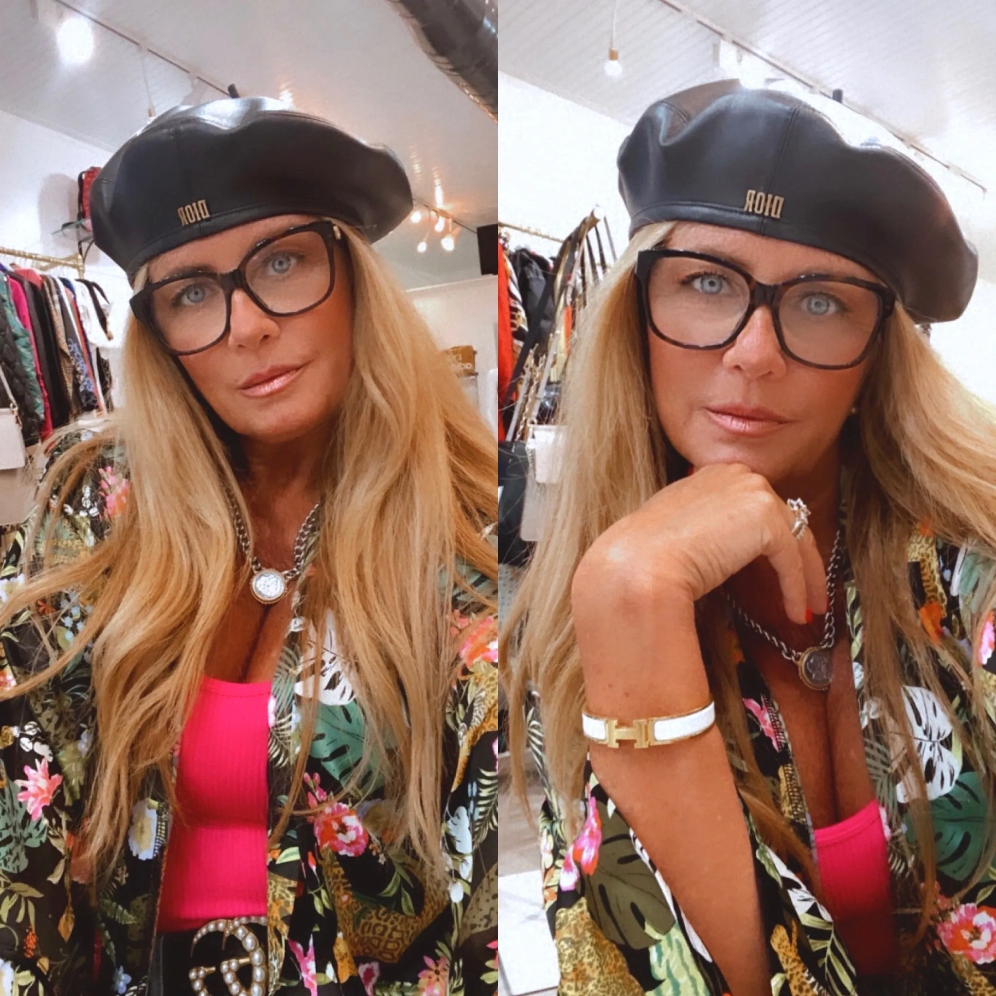 CHRISTIAN DIOR D-DREAM LAMBSKIN LEATHER BERET