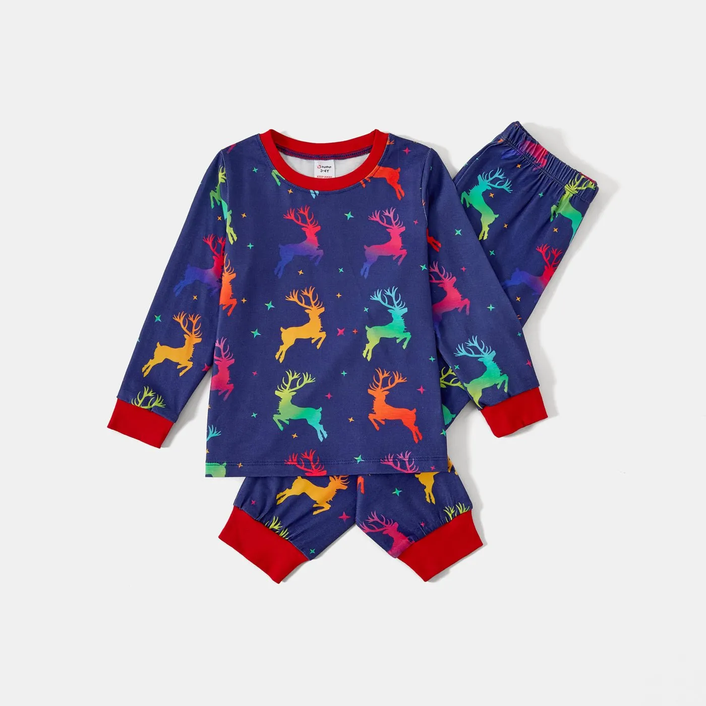 Christmas Allover Reindeer Print Family Matching Pajamas Sets (Flame Resistant)