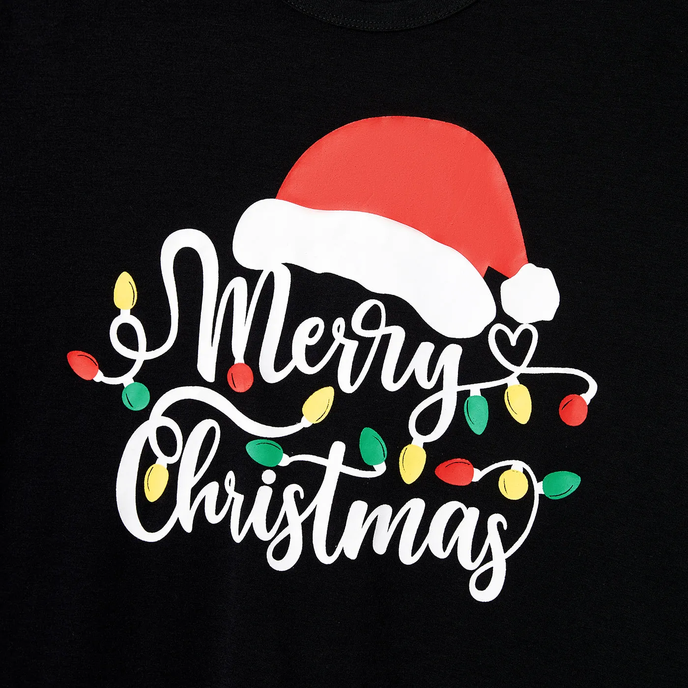 Christmas Family Matching Letters&Festive light bulb Print Short-sleeve Pajamas Sets(Flame resistant)