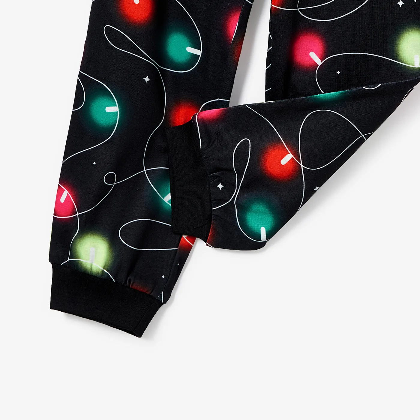 Christmas Family Matching Letters&Festive light bulb Print Short-sleeve Pajamas Sets(Flame resistant)