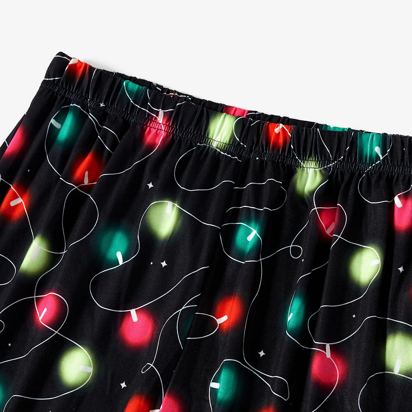Christmas Family Matching Letters&Festive light bulb Print Short-sleeve Pajamas Sets(Flame resistant)