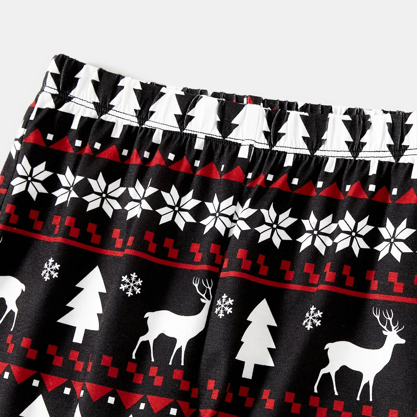 Christmas Family Matching Santa hats and Reindeers Print Long-sleeve Red Pajamas Sets (Flame Resistant)