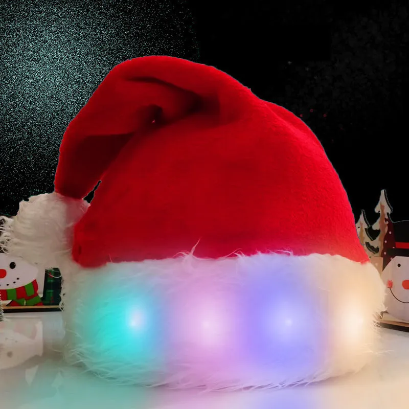 Christmas Hat LED with Lights Children's Adult Christmas Decorations Christmas Supplies colourful Santa Hat Home Decoration
