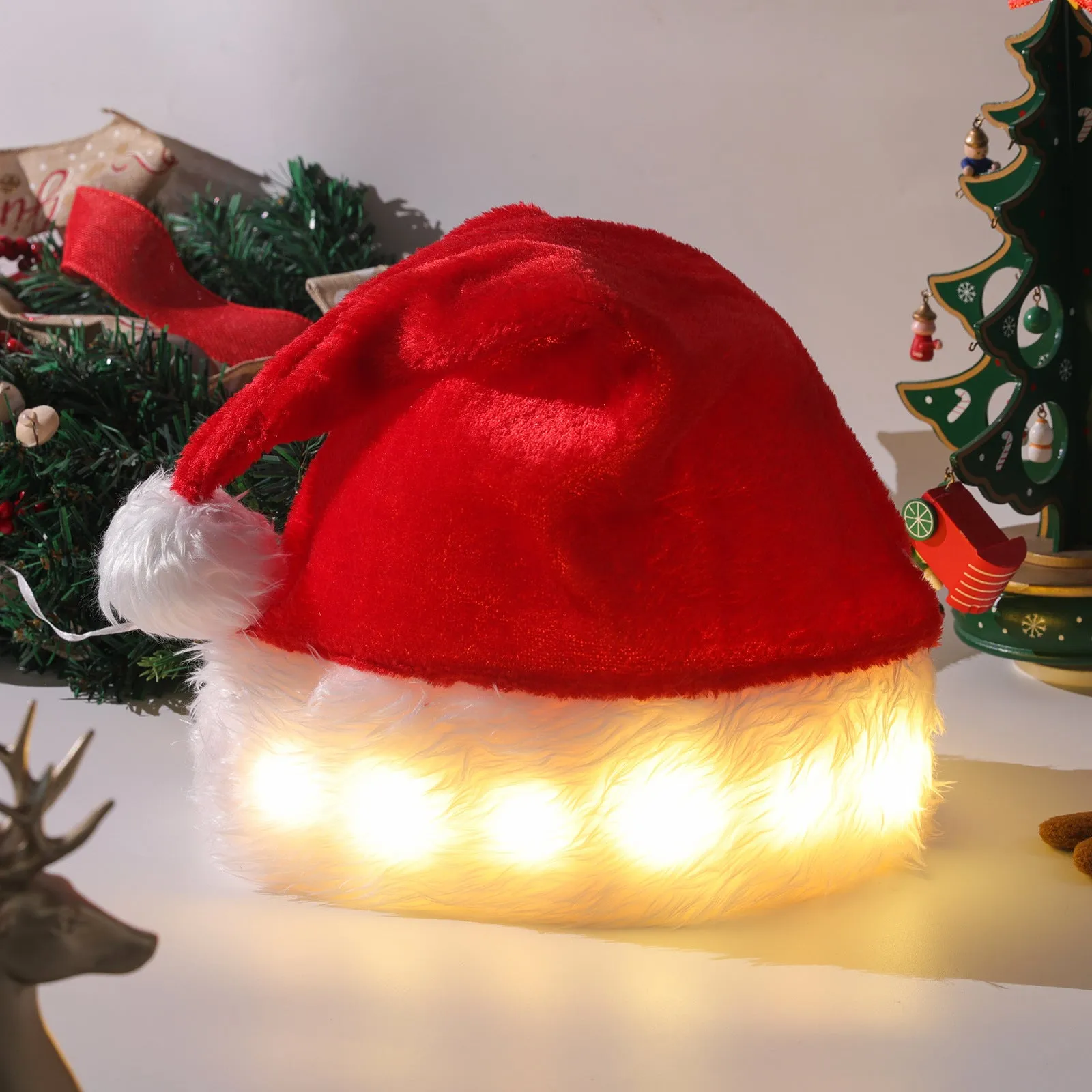 Christmas Hat LED with Lights Children's Adult Christmas Decorations Christmas Supplies colourful Santa Hat Home Decoration