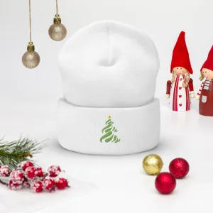 Christmas Tree Embroidered Cuffed Beanie Cozy & Stylish Winter Hat, lioness-love