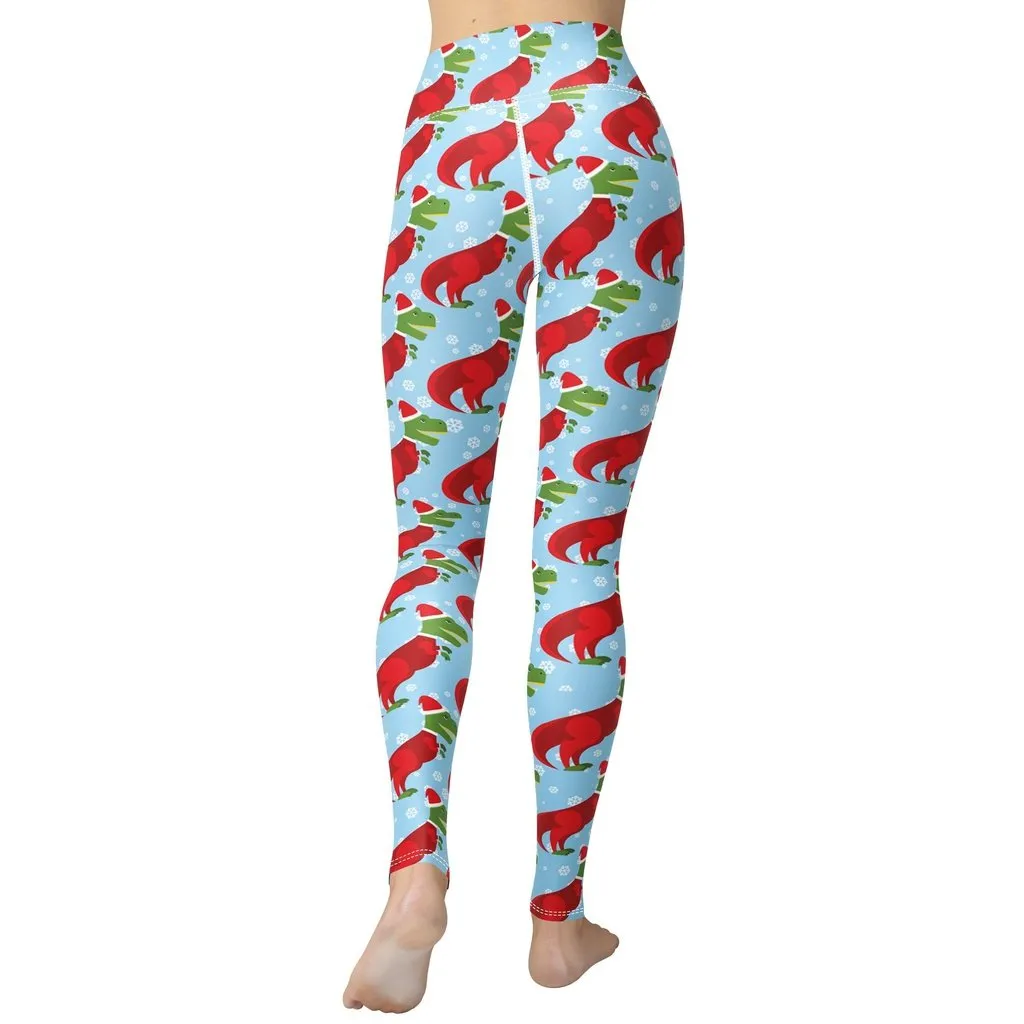 Christmassy Dinosaurs Yoga Leggings