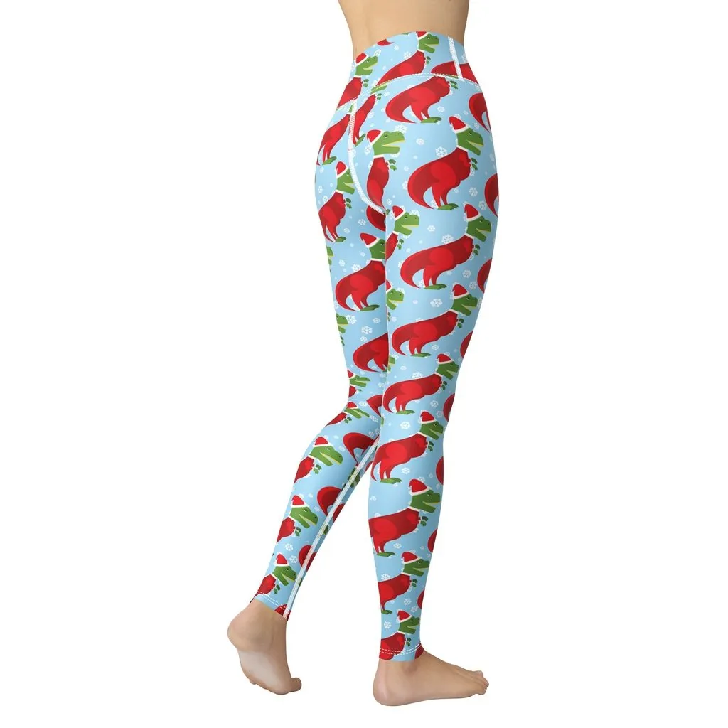 Christmassy Dinosaurs Yoga Leggings
