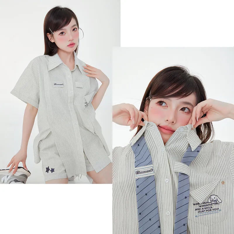 Cinnamoroll Oversized Pinstripe Blouse