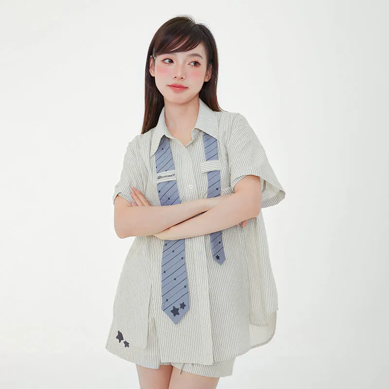 Cinnamoroll Oversized Pinstripe Blouse
