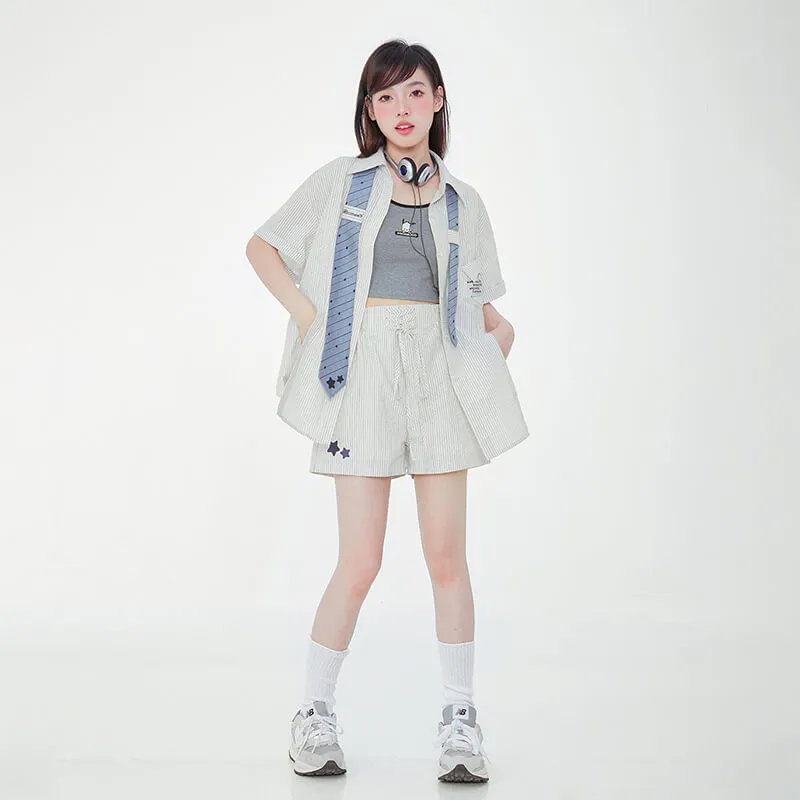 Cinnamoroll Oversized Pinstripe Blouse