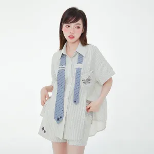 Cinnamoroll Oversized Pinstripe Blouse