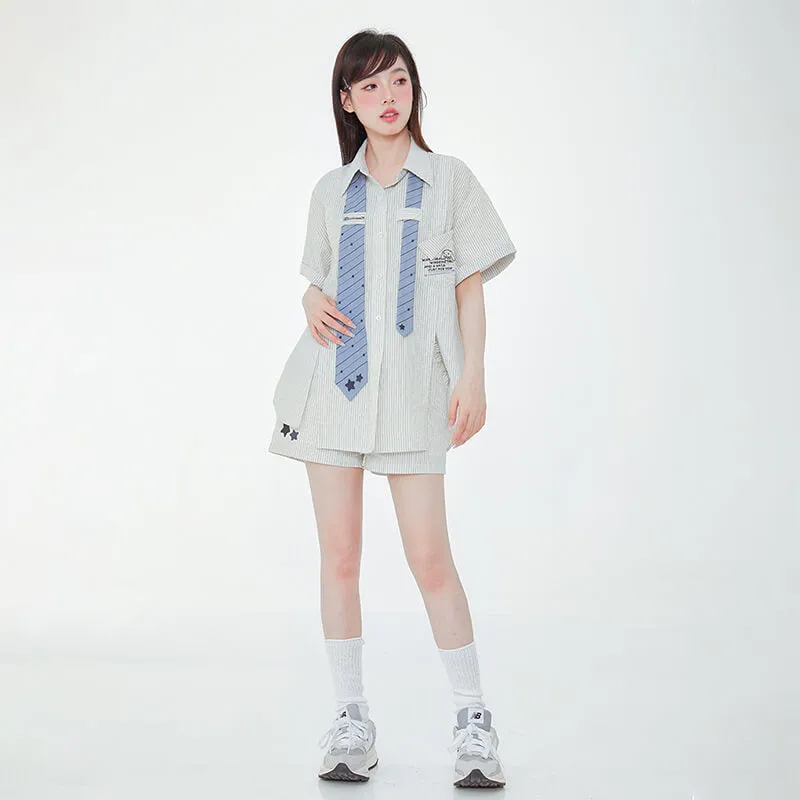 Cinnamoroll Oversized Pinstripe Blouse