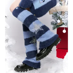 Cinnamoroll Star Graphic Blue Striped Leg Warmers