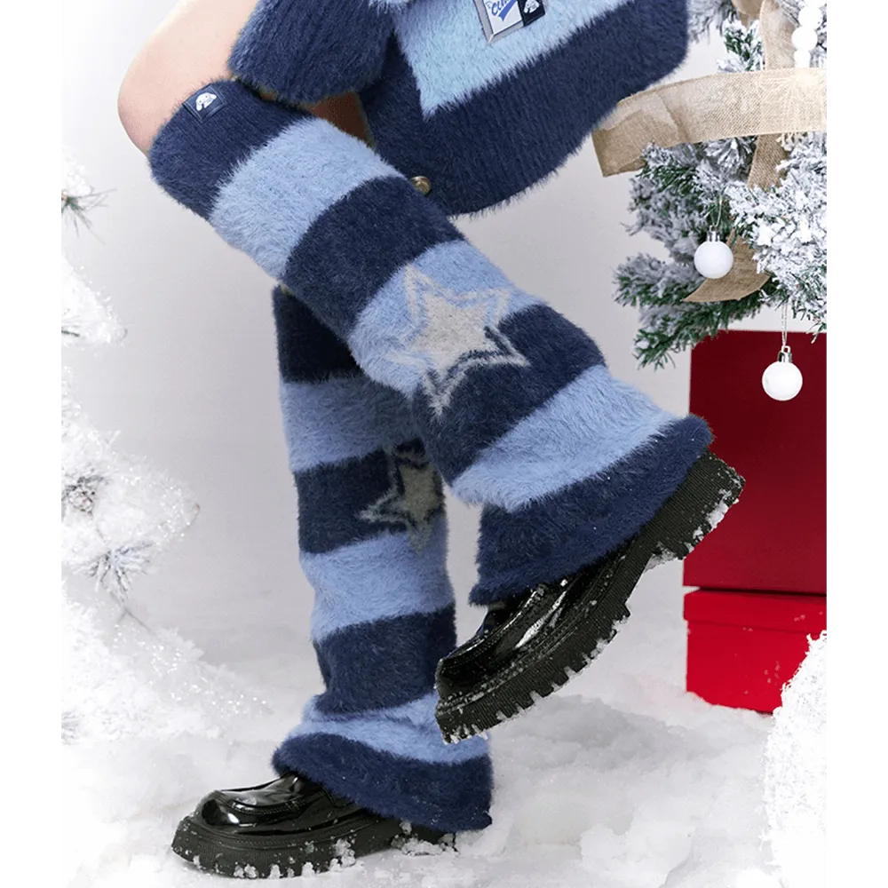 Cinnamoroll Star Graphic Blue Striped Leg Warmers