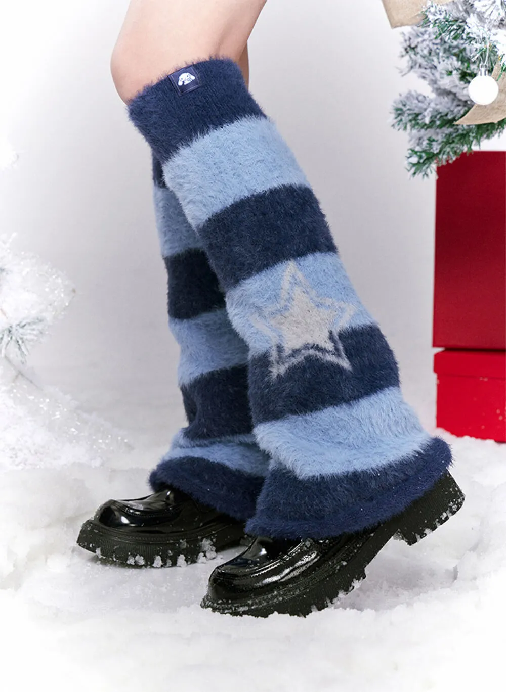Cinnamoroll Star Graphic Blue Striped Leg Warmers