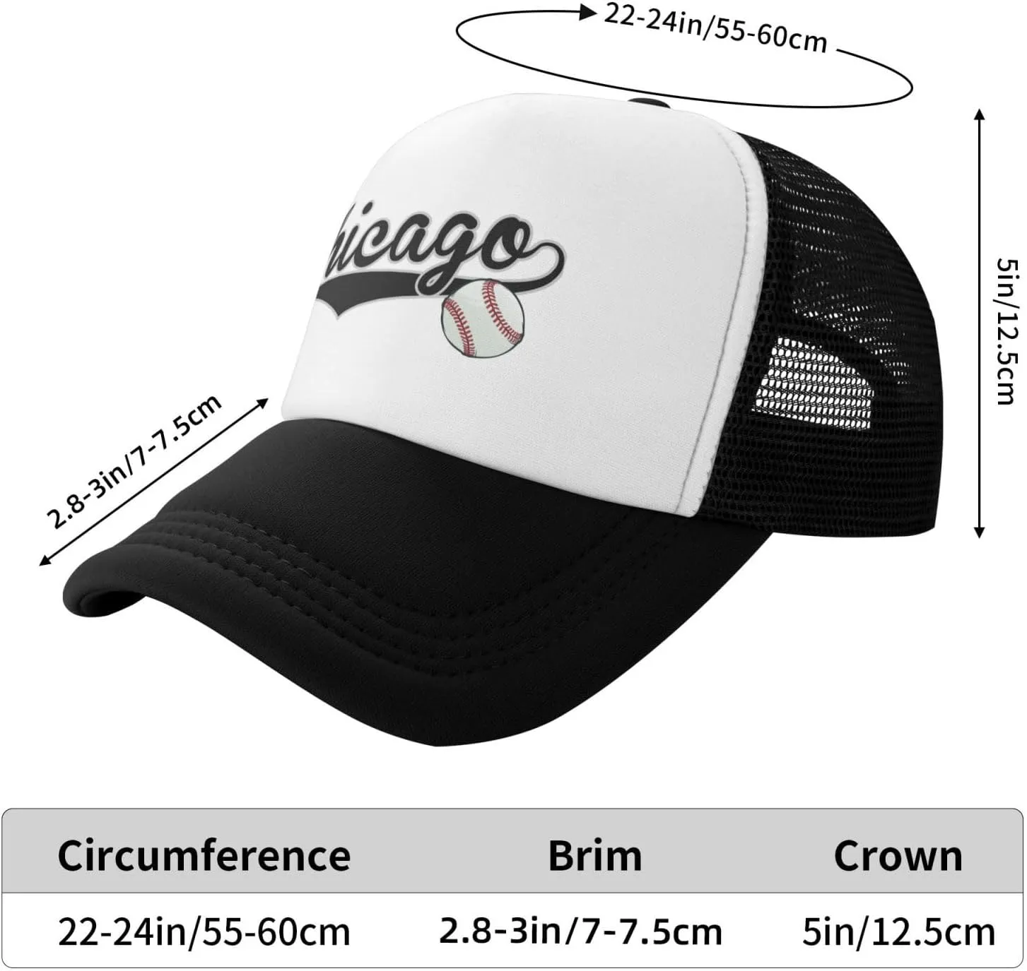 City Baseball Fans Classic Vintage Cap Graphic Adjustable Mesh Hat for Men Women