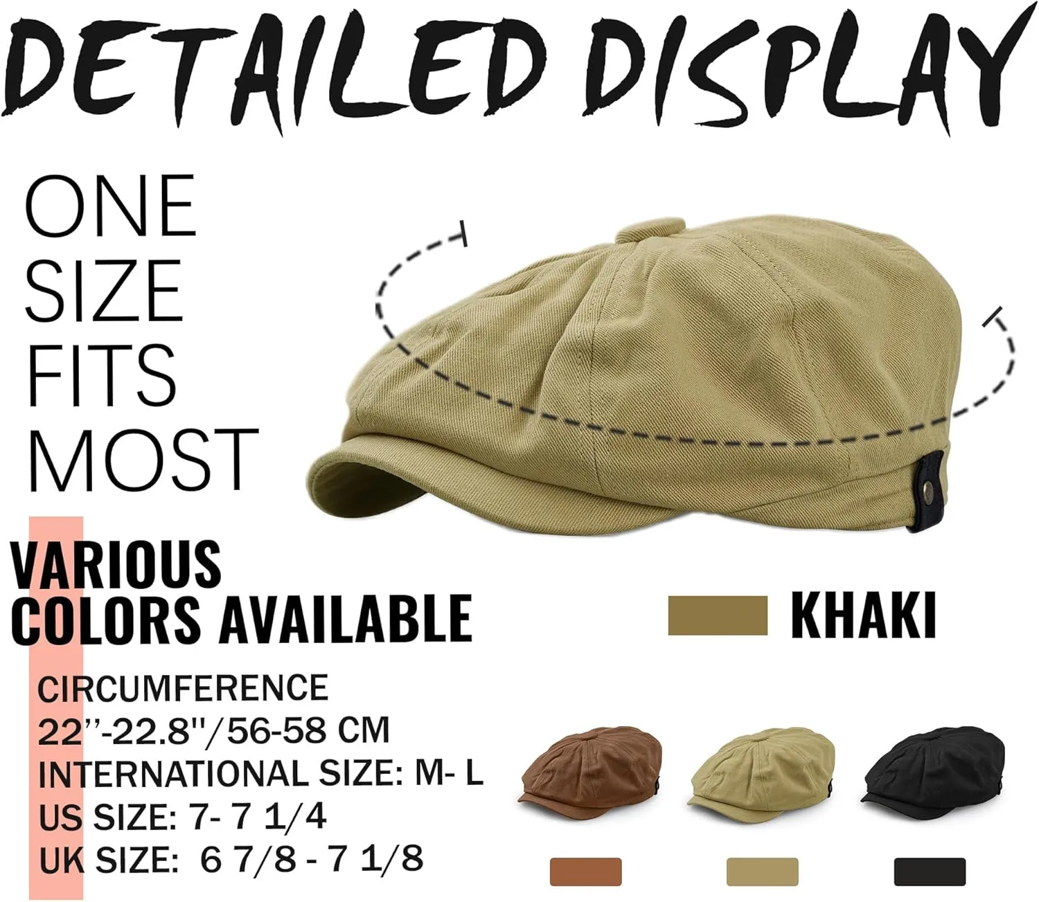 CLAPE Classic 8 Panel Cotton Flat Ivy Driving Hat Newsboy Caps Golf Cabbie Beret
