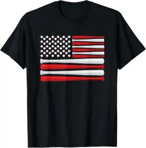 Classic American Baseball Flag - Vintage Baseball Flag T-Shirt