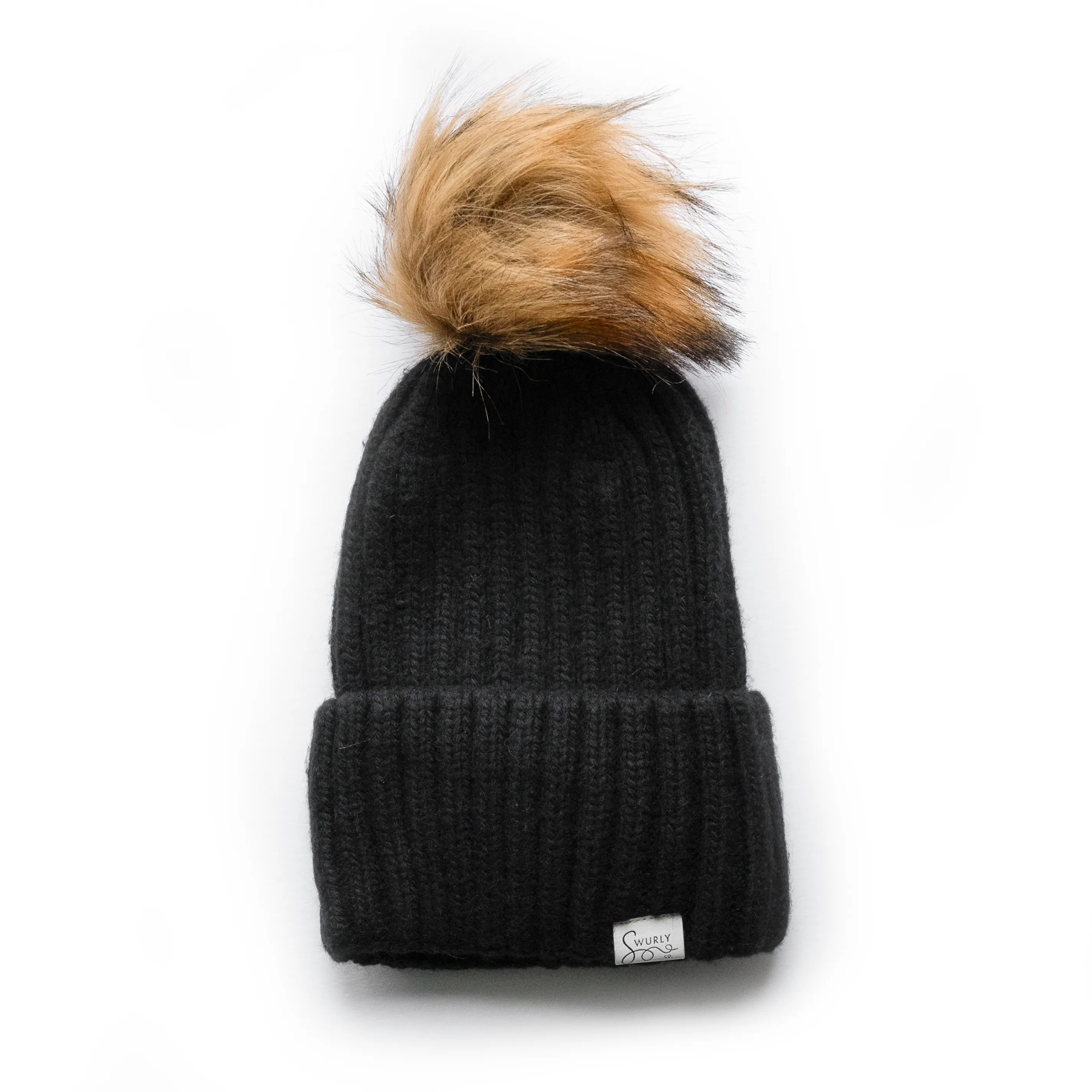 Classic Cashmere Ribbed Silk Lined Hat- Customizable Pom Pom