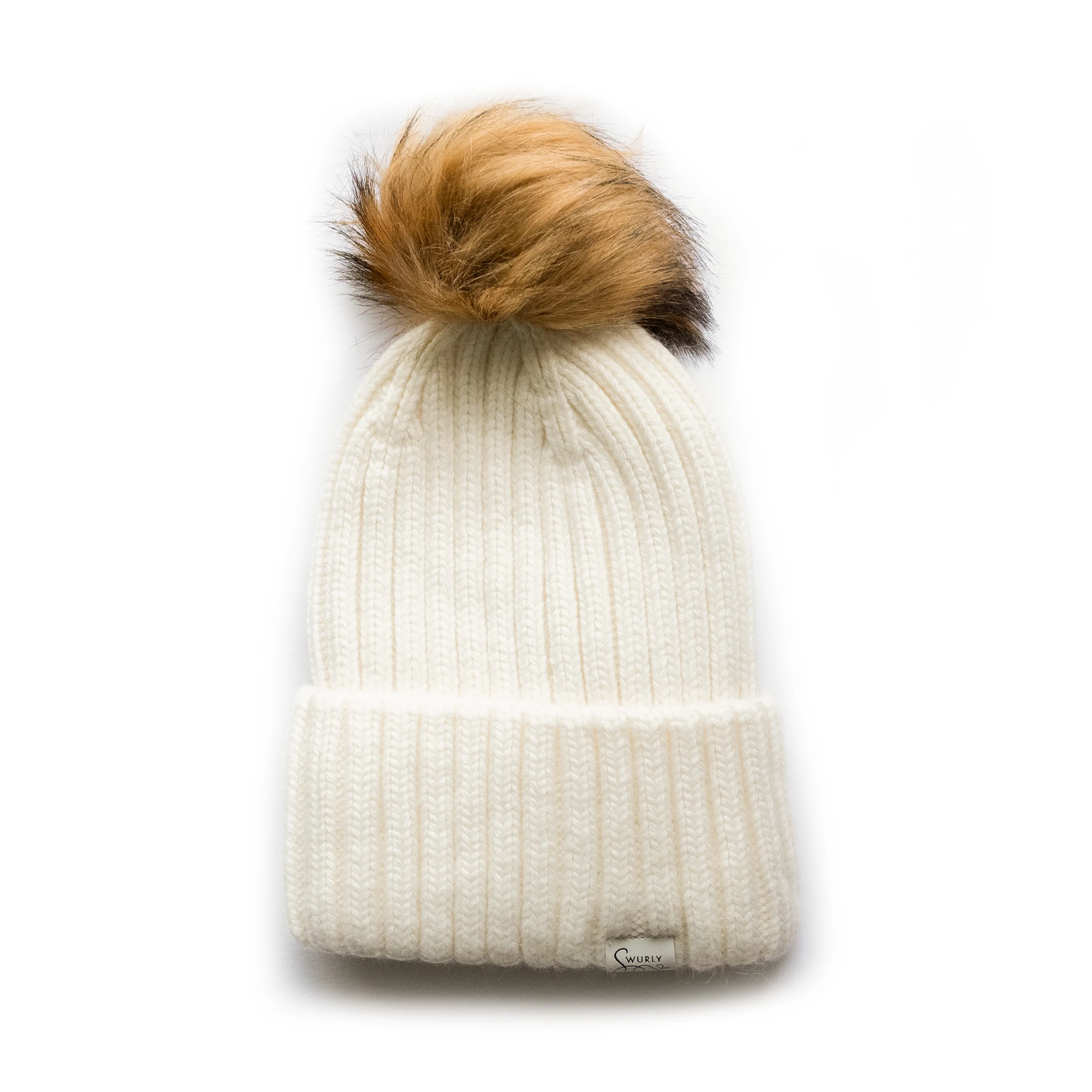 Classic Cashmere Ribbed Silk Lined Hat- Customizable Pom Pom