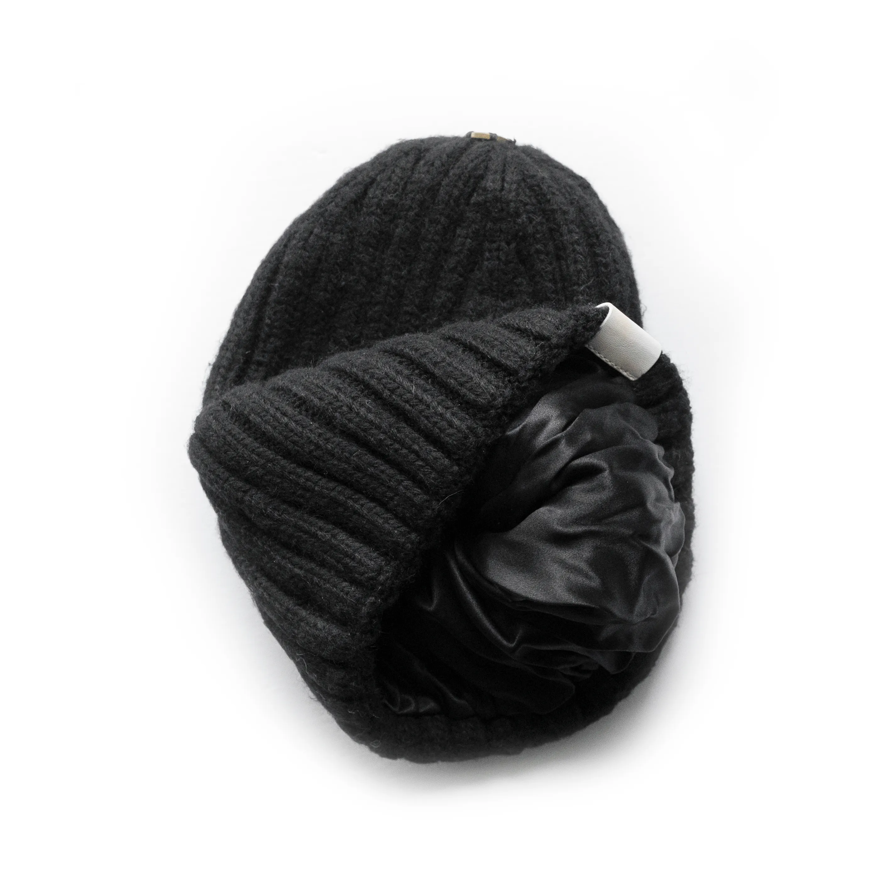 Classic Cashmere Ribbed Silk Lined Hat- Customizable Pom Pom