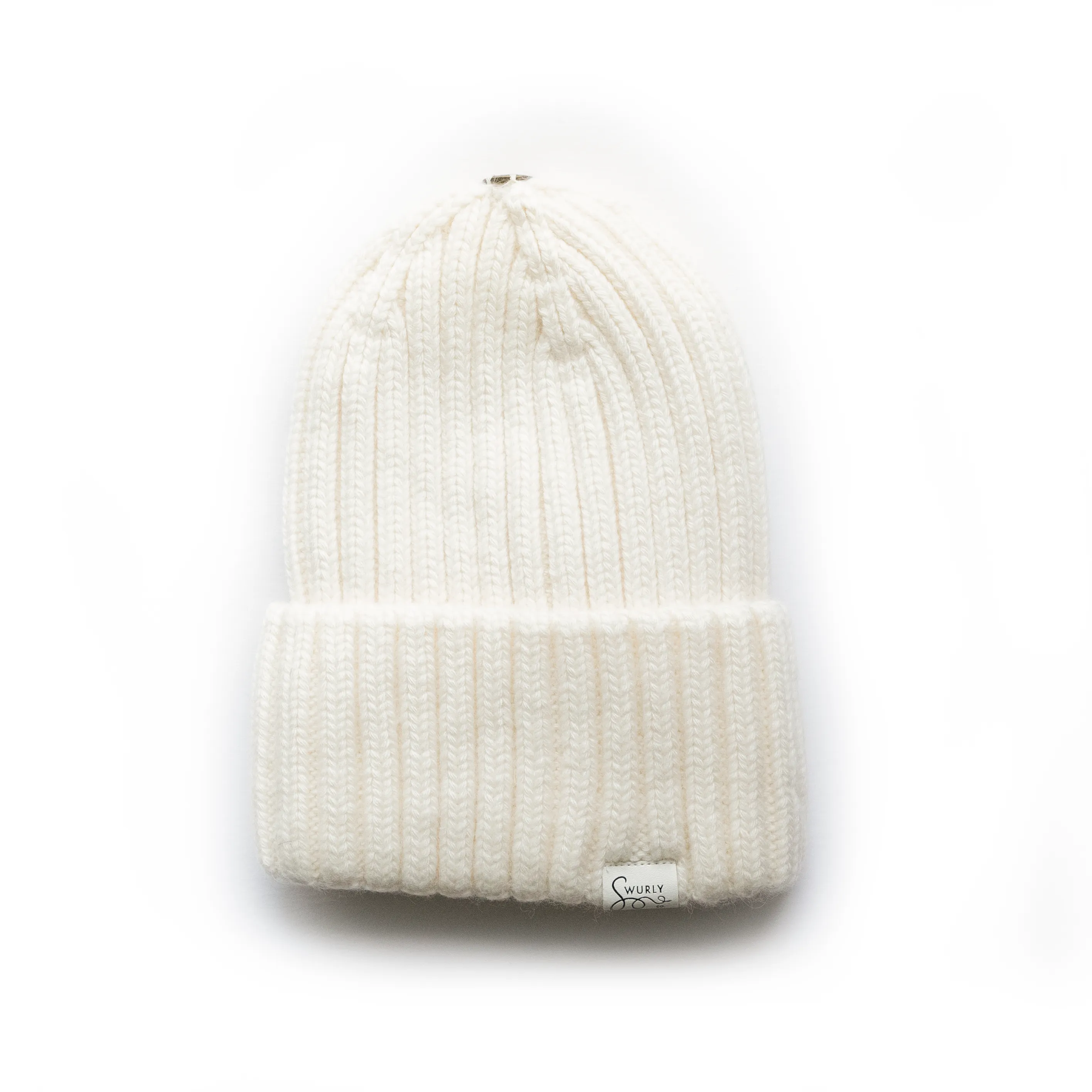 Classic Cashmere Ribbed Silk Lined Hat- Customizable Pom Pom