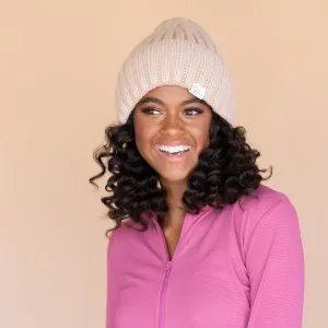Classic Cashmere Ribbed Silk Lined Hat- Customizable Pom Pom
