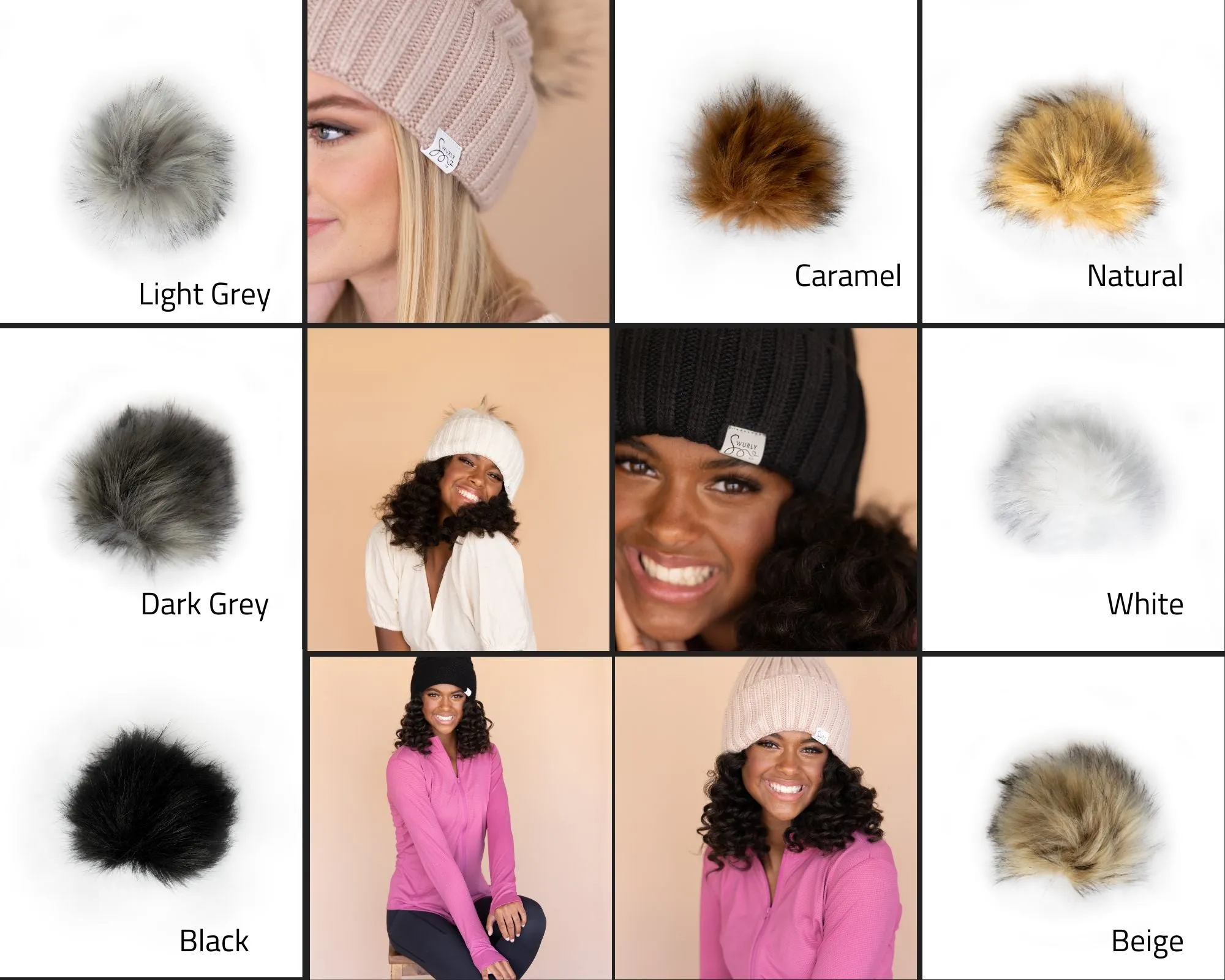Classic Cashmere Ribbed Silk Lined Hat- Customizable Pom Pom