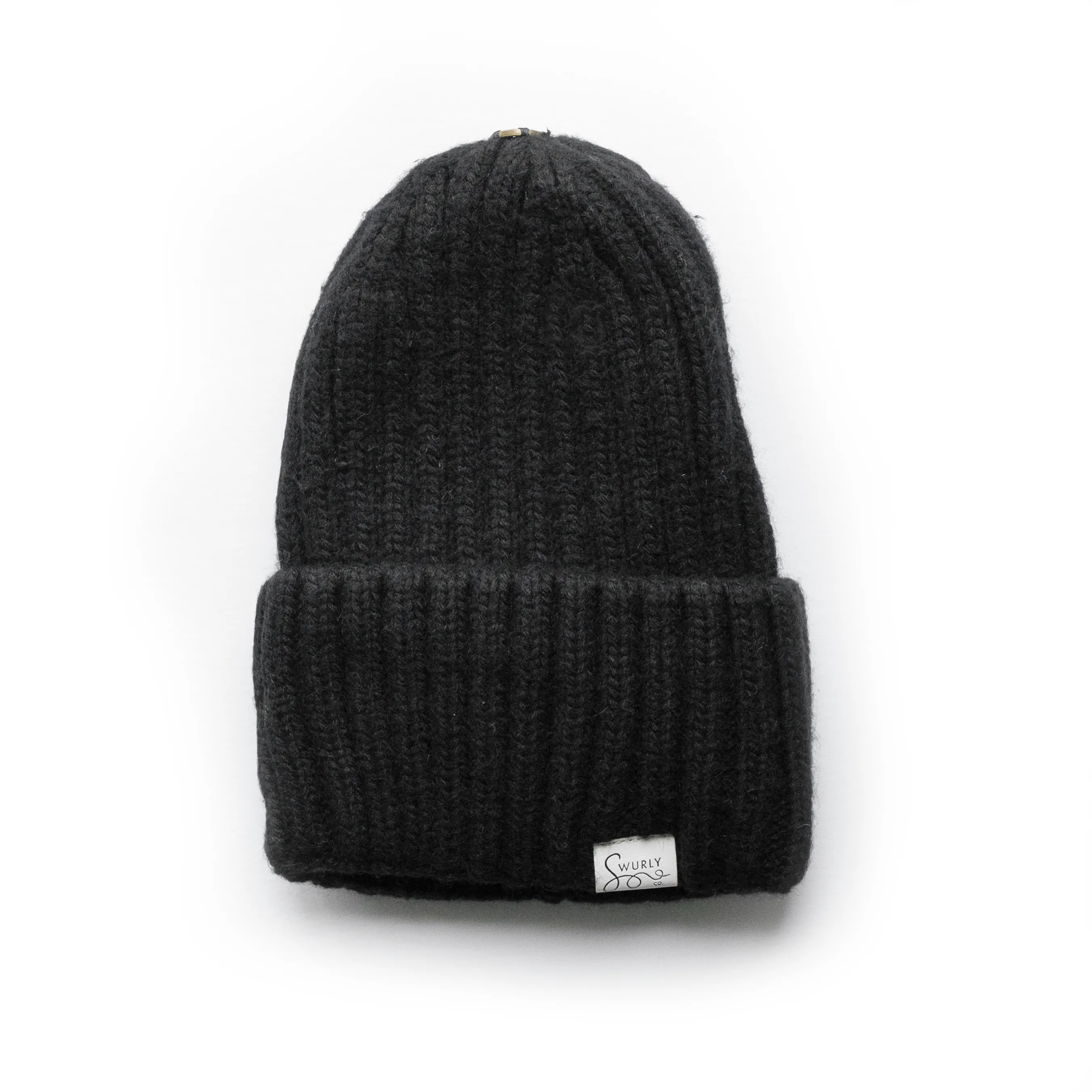 Classic Cashmere Ribbed Silk Lined Hat- Customizable Pom Pom