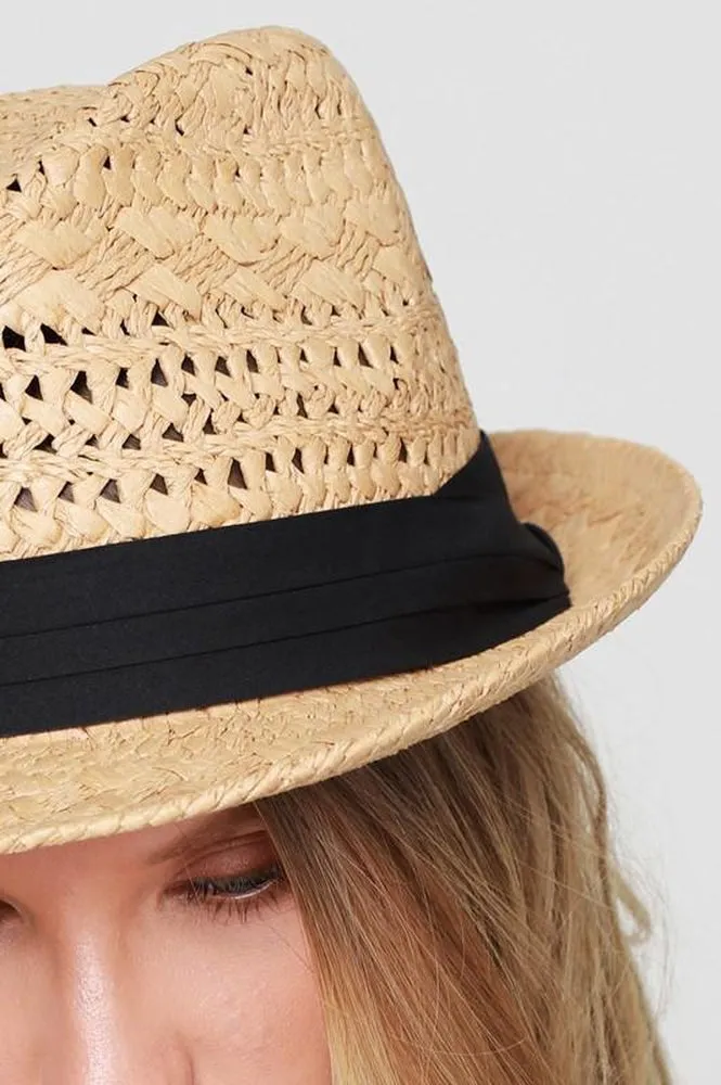 Classic Fedora With Black Ribbon Accent