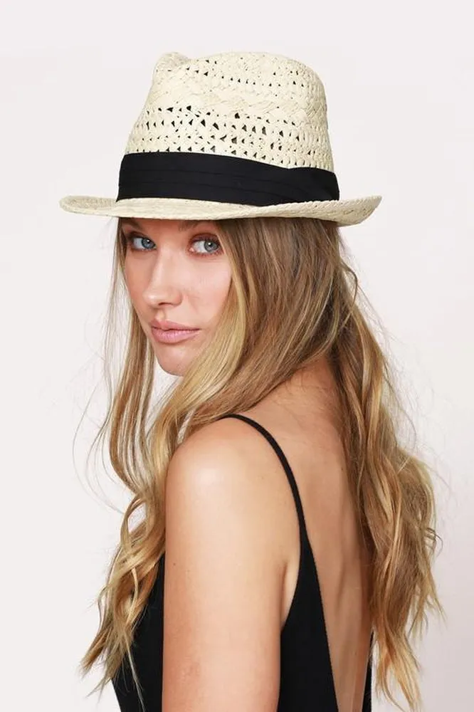 Classic Fedora With Black Ribbon Accent