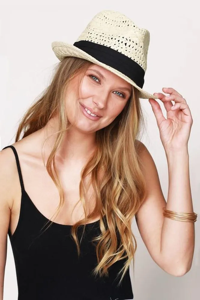 Classic Fedora With Black Ribbon Accent