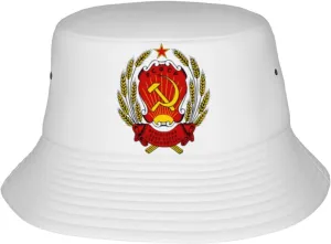 Coat of arms of The Russian Soviet Federative Socialist Republic Bucket Hat for Women Men Bucket Hats Summer Sun Hats Beach Travel Fishing Golf Cap Black