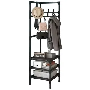 Coat Rack Stand with Hooks and Shelves