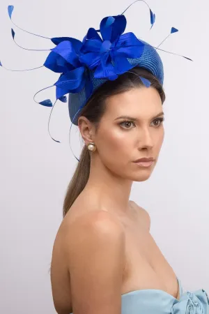 Cobalt Blue Halo Headband with Silk Flowers