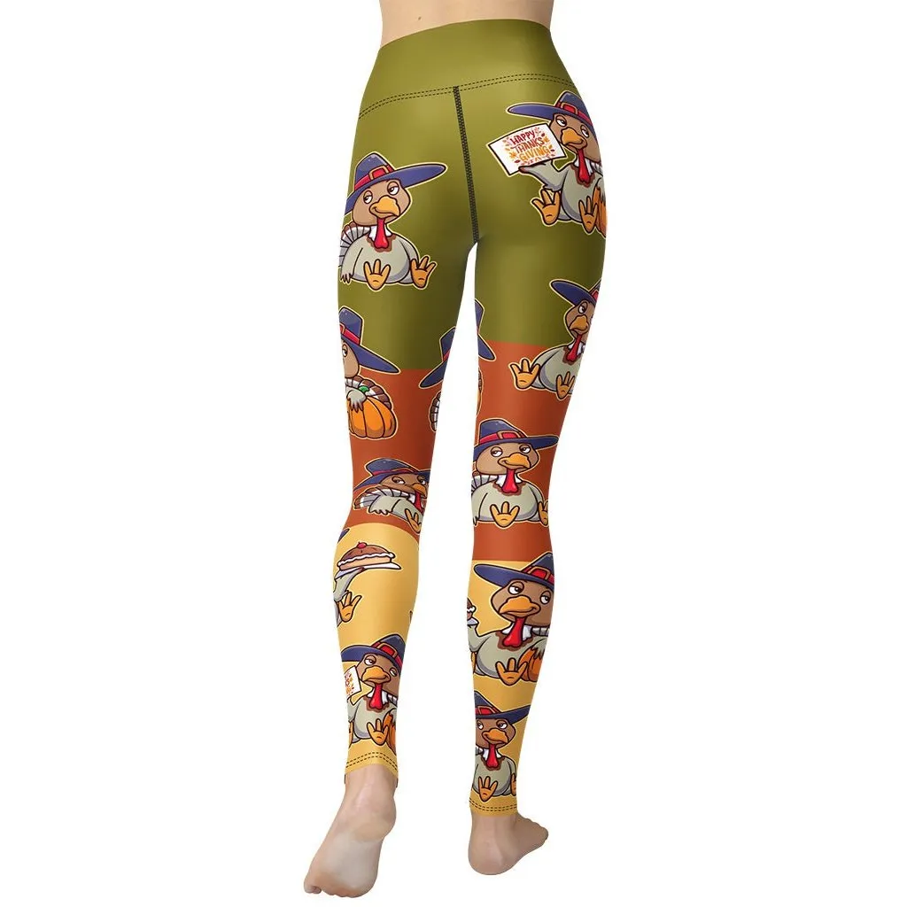 Colorful Turkey Print Yoga Leggings