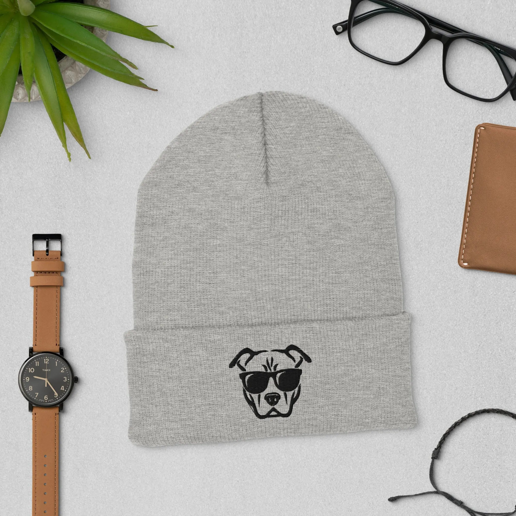 Cool Dog Embroidered Beanie, Snug Form-Fitting Beanie, Dog Lover Beanie, lioness-love