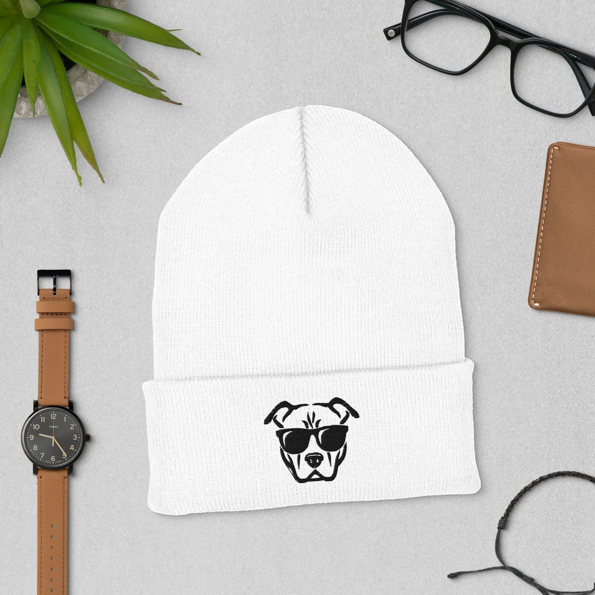 Cool Dog Embroidered Beanie, Snug Form-Fitting Beanie, Dog Lover Beanie, lioness-love