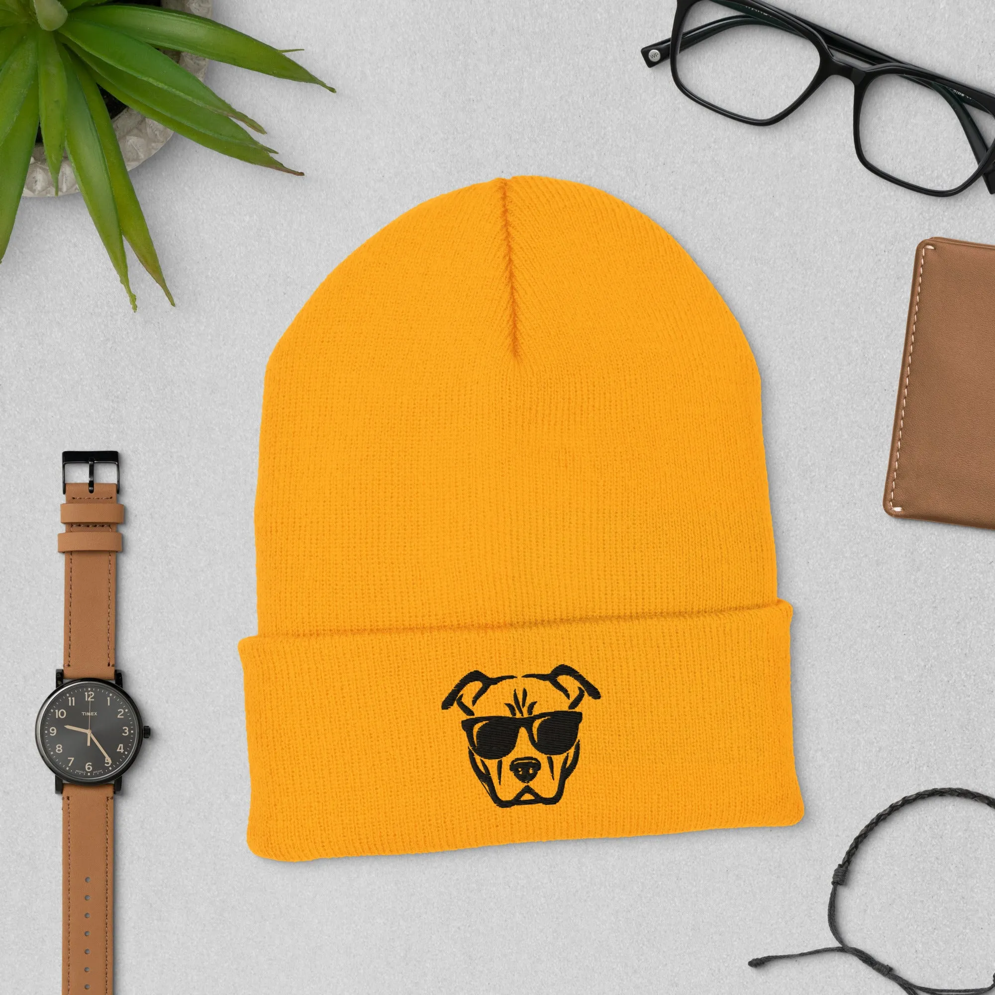 Cool Dog Embroidered Beanie, Snug Form-Fitting Beanie, Dog Lover Beanie, lioness-love