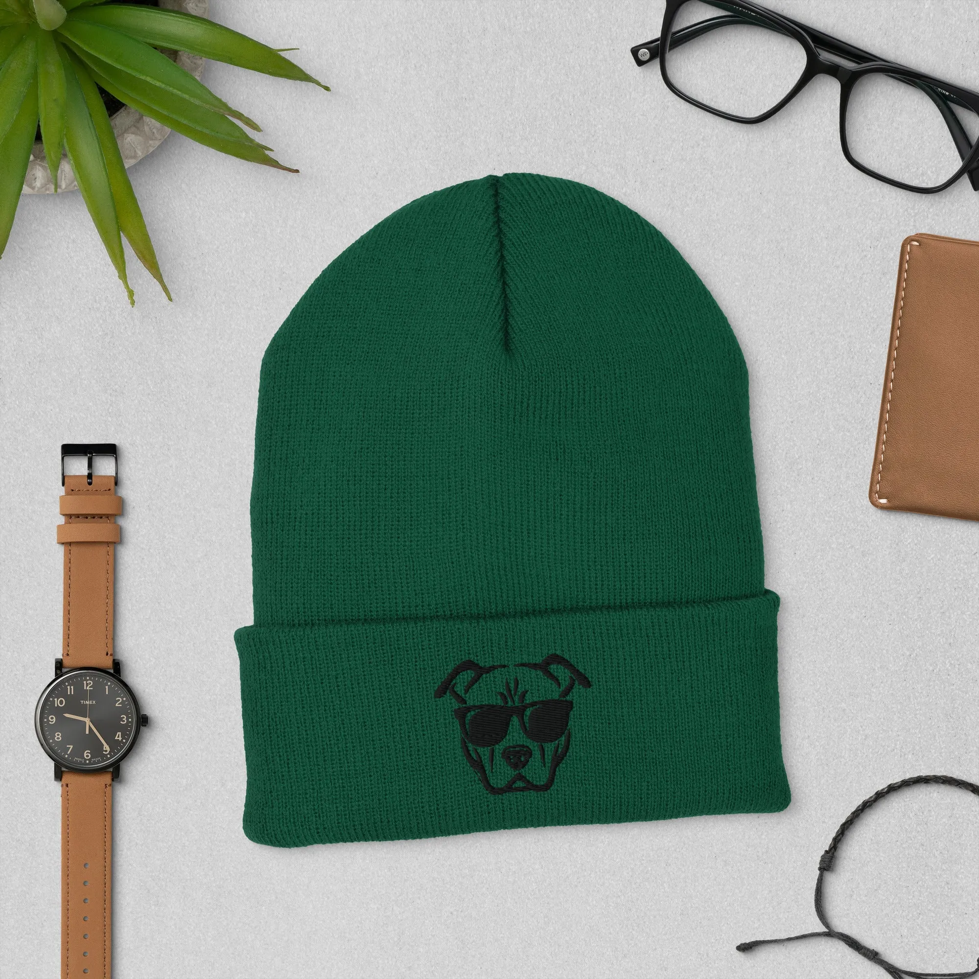 Cool Dog Embroidered Beanie, Snug Form-Fitting Beanie, Dog Lover Beanie, lioness-love