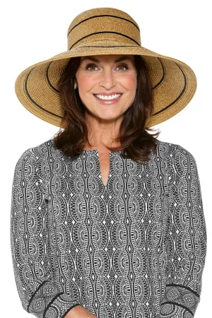 Coolibar Aubrey Straw Hat UPF 50  - Natural Wide Stripe