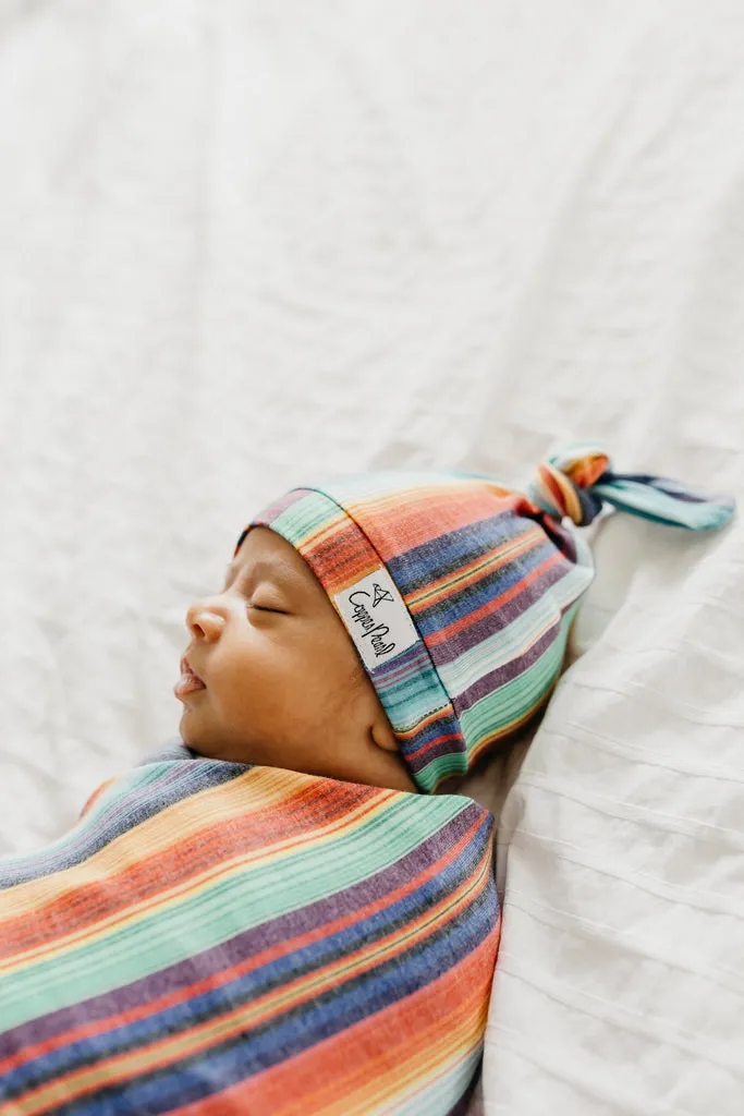 Copper Pearl Newborn Top Knot Hat | Serape