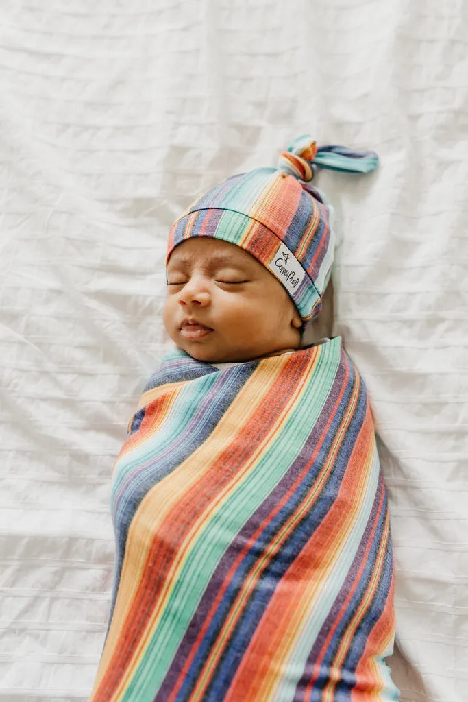 Copper Pearl Newborn Top Knot Hat | Serape
